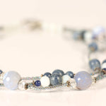 Triple Strand Blue Quartz Necklace with Sterling Silver