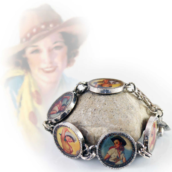 50s style pinup cowgirls bracelet