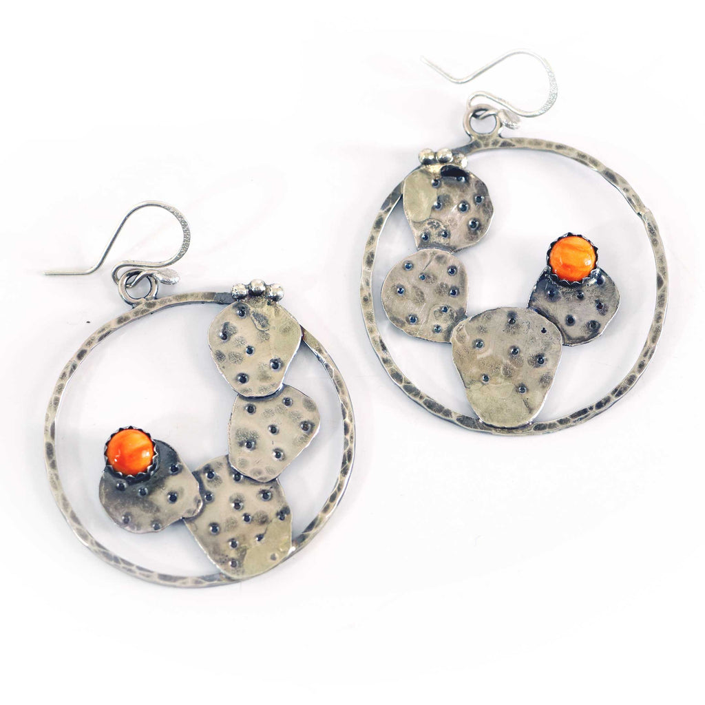 Prickly Pear Hoop Earrings in Sterling Silver