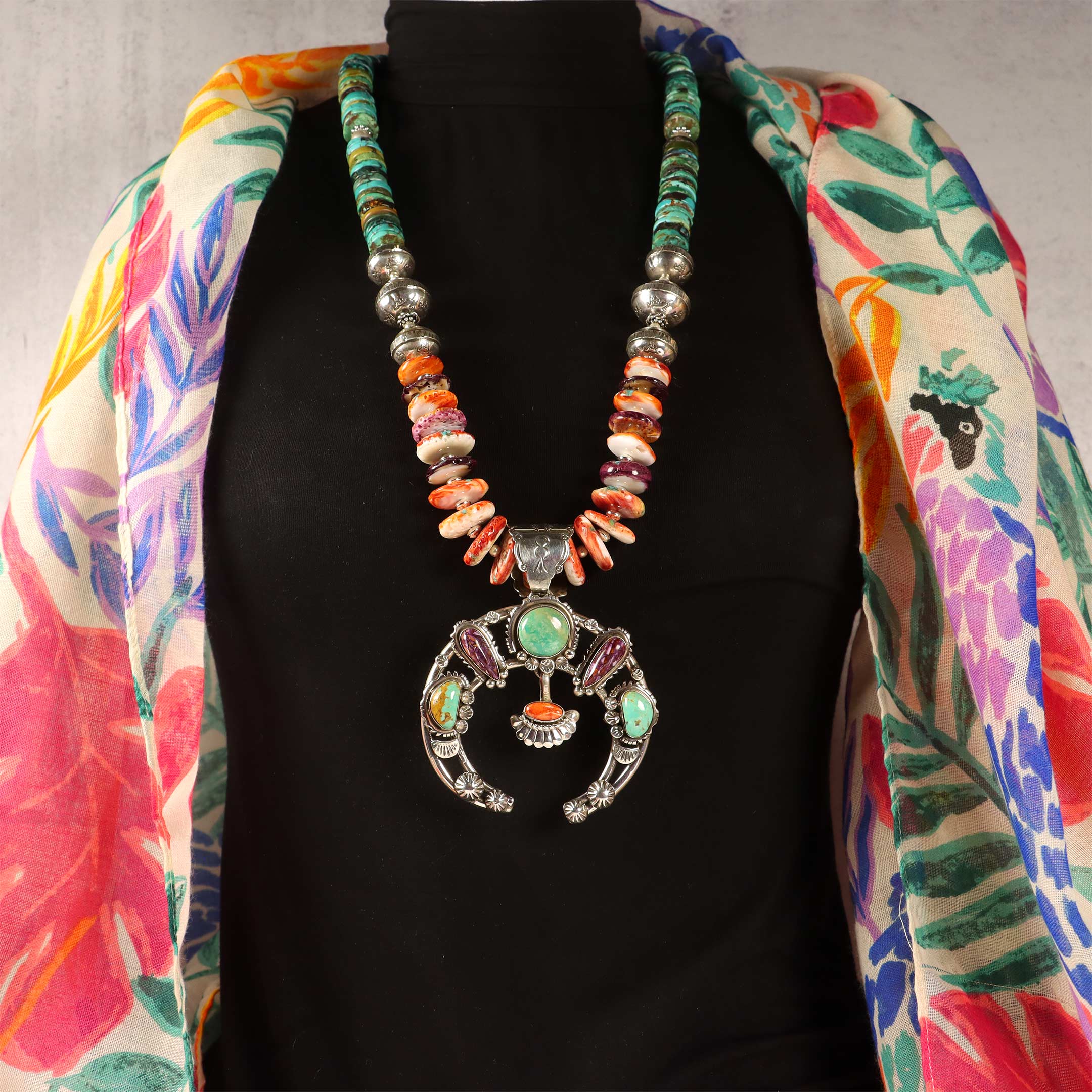 native american naja with turquoise and spiny oyster