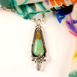 Sterling Silver Longhorn with Tyrone Turquoise Necklace