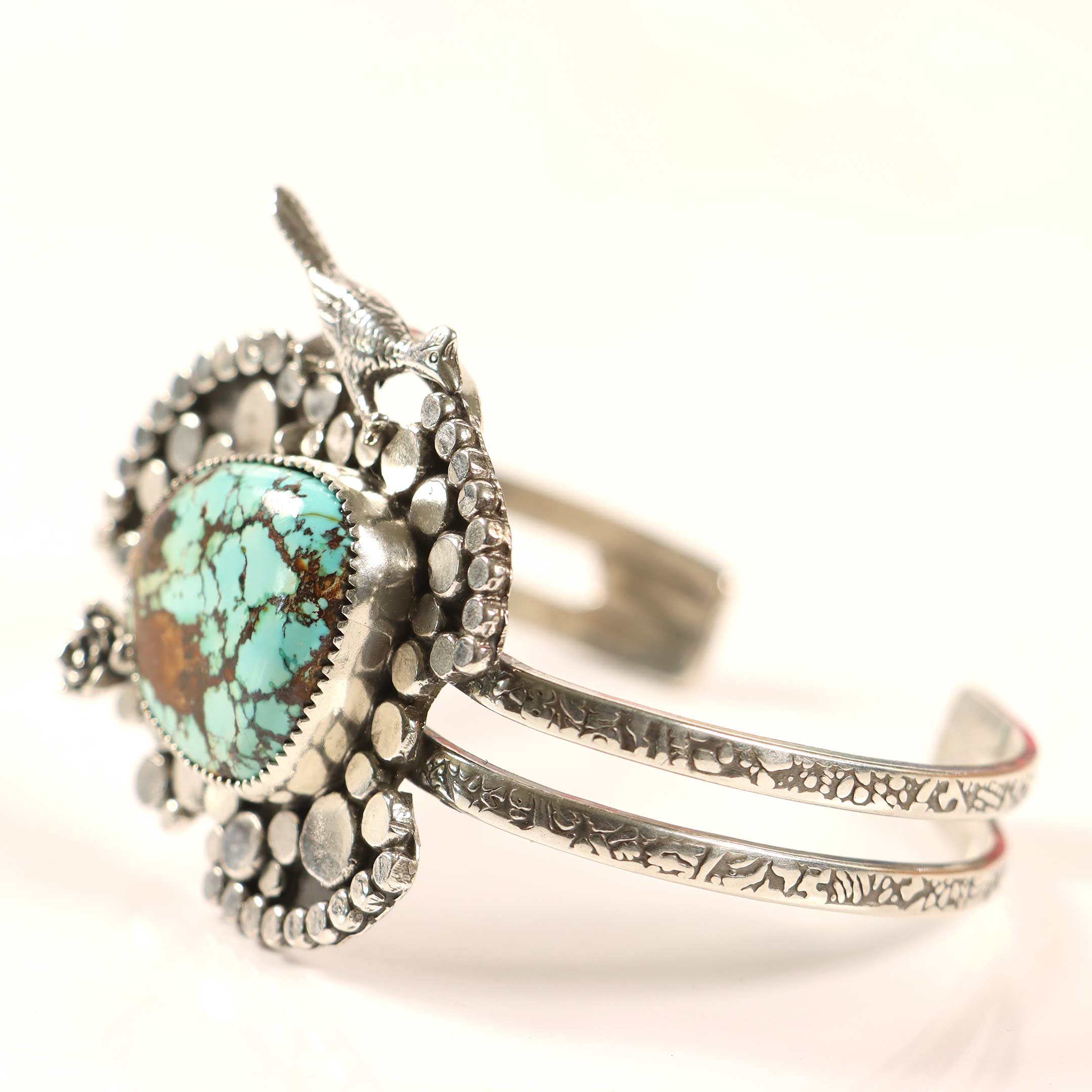 Sterling silver cuff bracelet with turquoise