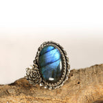 Labradorite in Sterling Silver Ring with Stunning Blue Flash