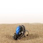 Labradorite in Sterling Silver Ring with Stunning Blue Flash