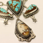 Statement Necklace, Triple Turquoise Cabs w/Handpainted Porcelain Horse Head