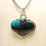 Shattuckite Heart & Number 8 Turquoise Pendant in Sterling Silver