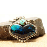 Shattuckite Heart & Number 8 Turquoise Pendant in Sterling Silver