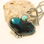 Shattuckite Heart & Number 8 Turquoise Pendant in Sterling Silver