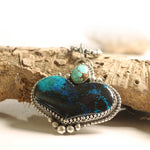 Shattuckite Heart & Number 8 Turquoise Pendant in Sterling Silver