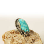 Turquoise Ring with Sterling Silver Beaded Frame