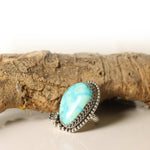 Turquoise Ring with Sterling Silver Beaded Frame