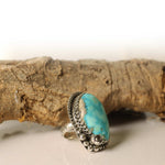 Turquoise Ring with Sterling Silver Beaded Frame