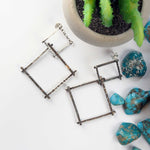 Art Deco Style Square Sterling Silver Earrings