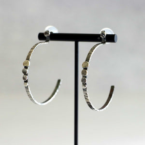 Sterling Silver Hoops with Texture and Pebble Detail
