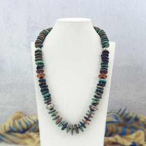Turquoise & Handcrafted Sterling Silver Beaded Necklace