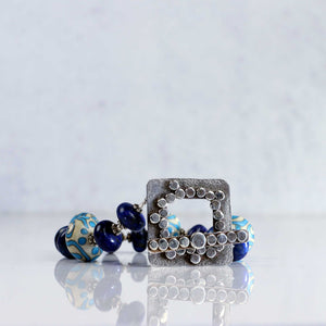 Lapis Lazuli and Lampwork Beaded Bracelet