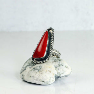 Sterling silver ring with Red Rosarita