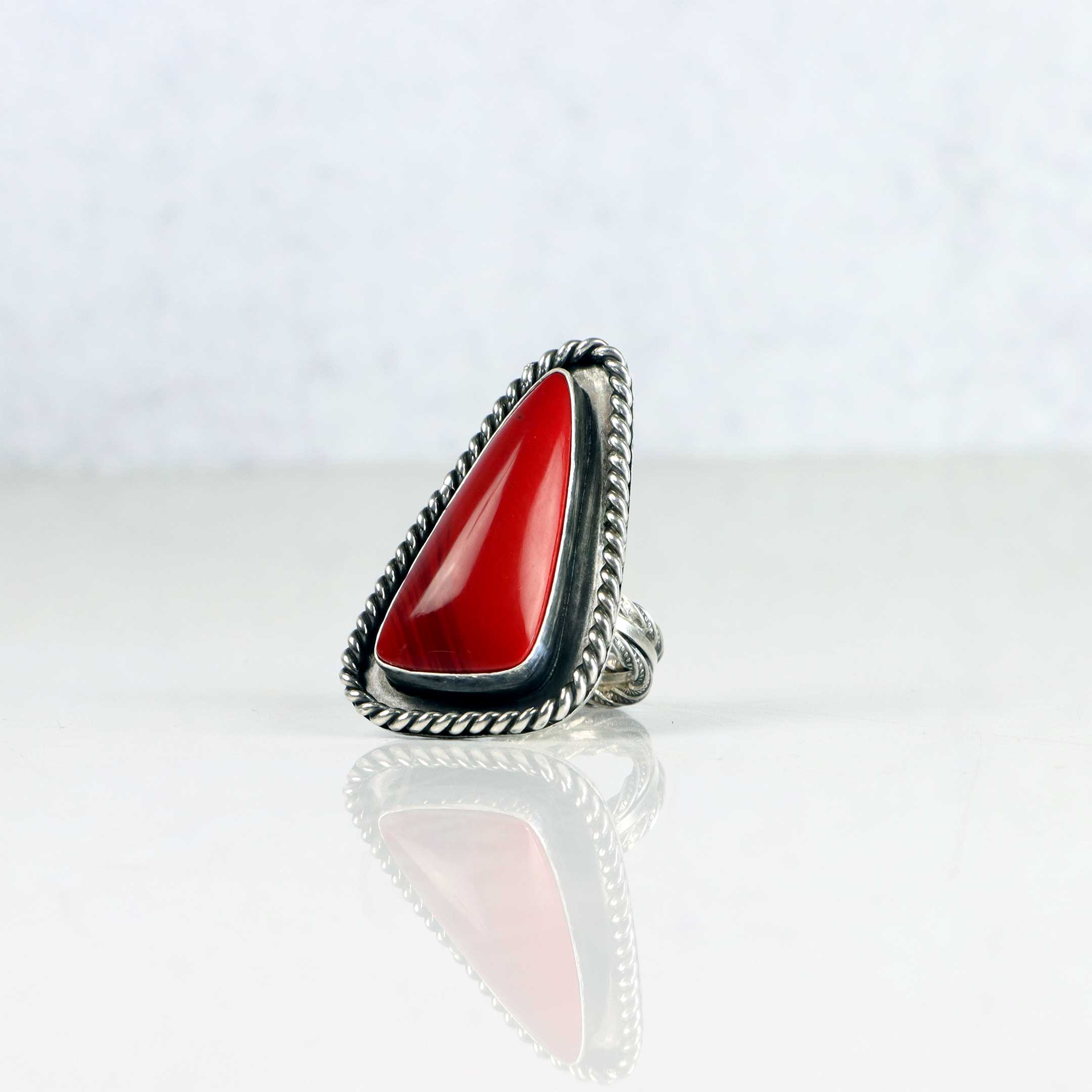 Sterling silver ring with Red Rosarita