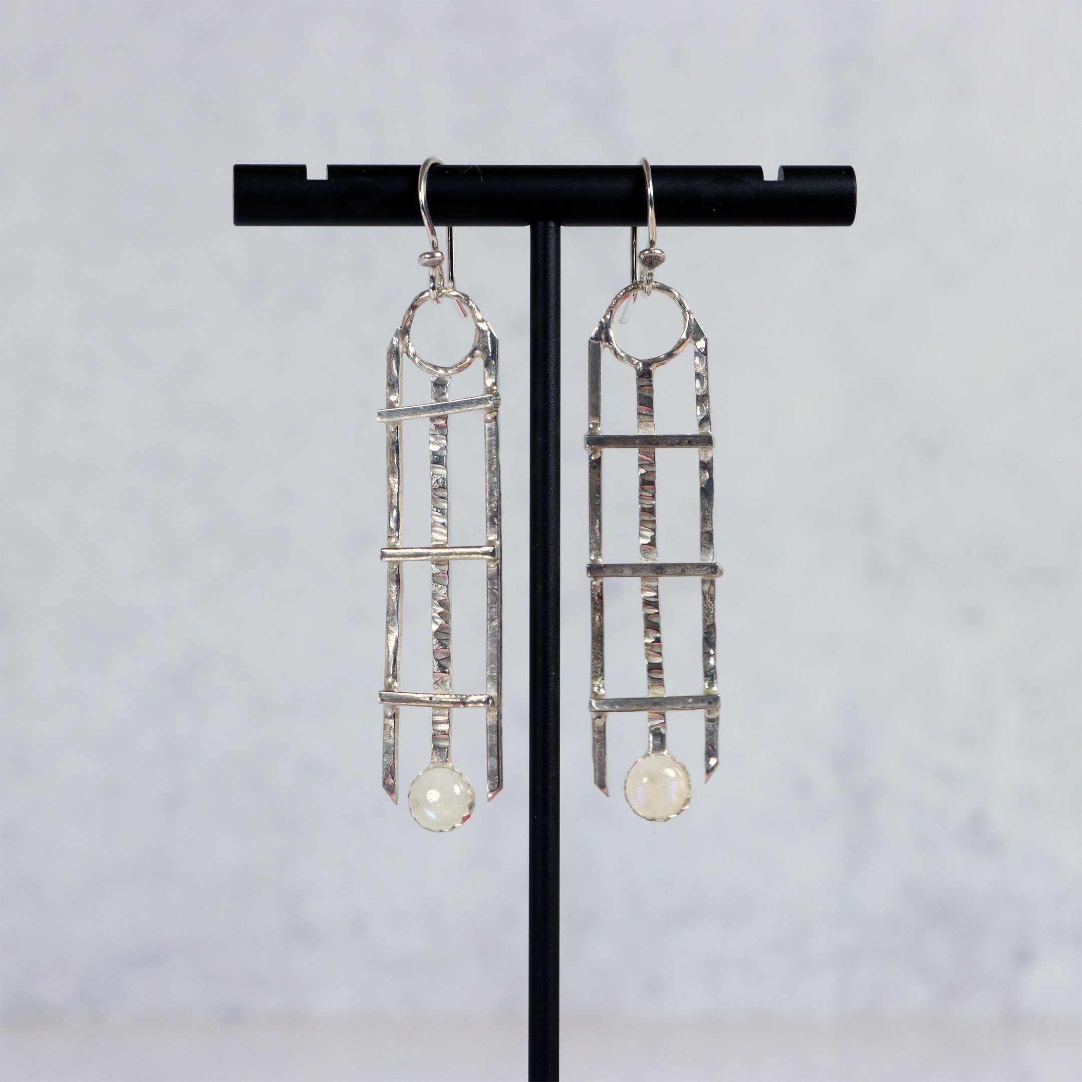 Sterling silver frame with moonstone earrings
