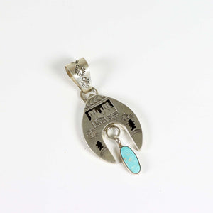 Sterling Silver Storyteller Pendant with Turquoise cabochon