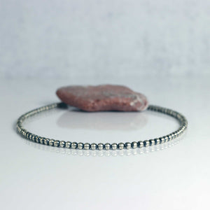 Navajo Pearls - Sterling Silver, 20" long, 5mm beads