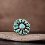 Turquoise and Sterling Silver Cluster Ring By Paul Livingston