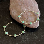 Twisted Sterling Silver Hoop Earrings with Turquoise