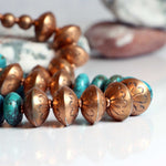 Turquoise and copper beaded necklace