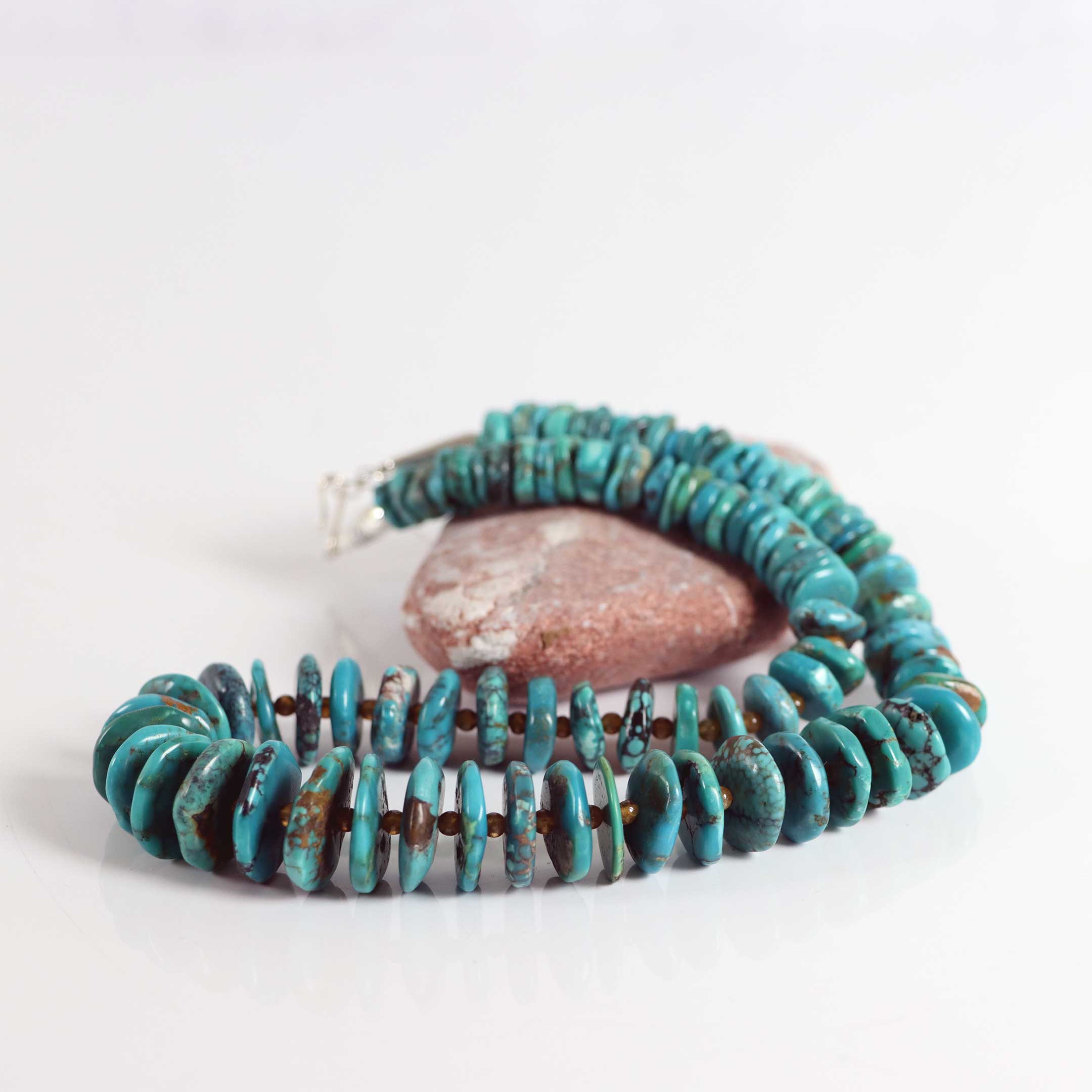 Turquoise Beaded Necklace with Sterling Silver Closure