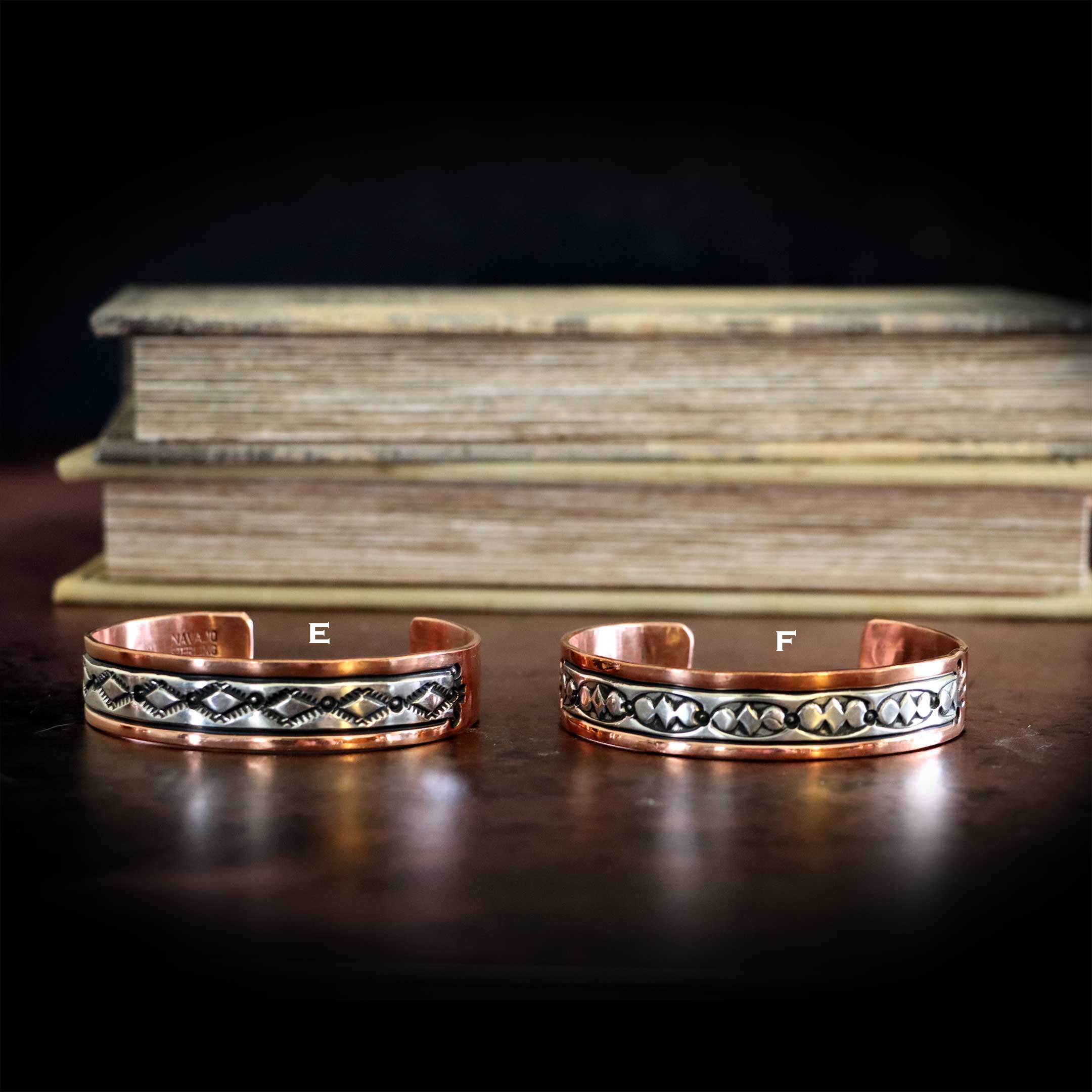 Copper and Sterling Stamped Cuff Bracelet