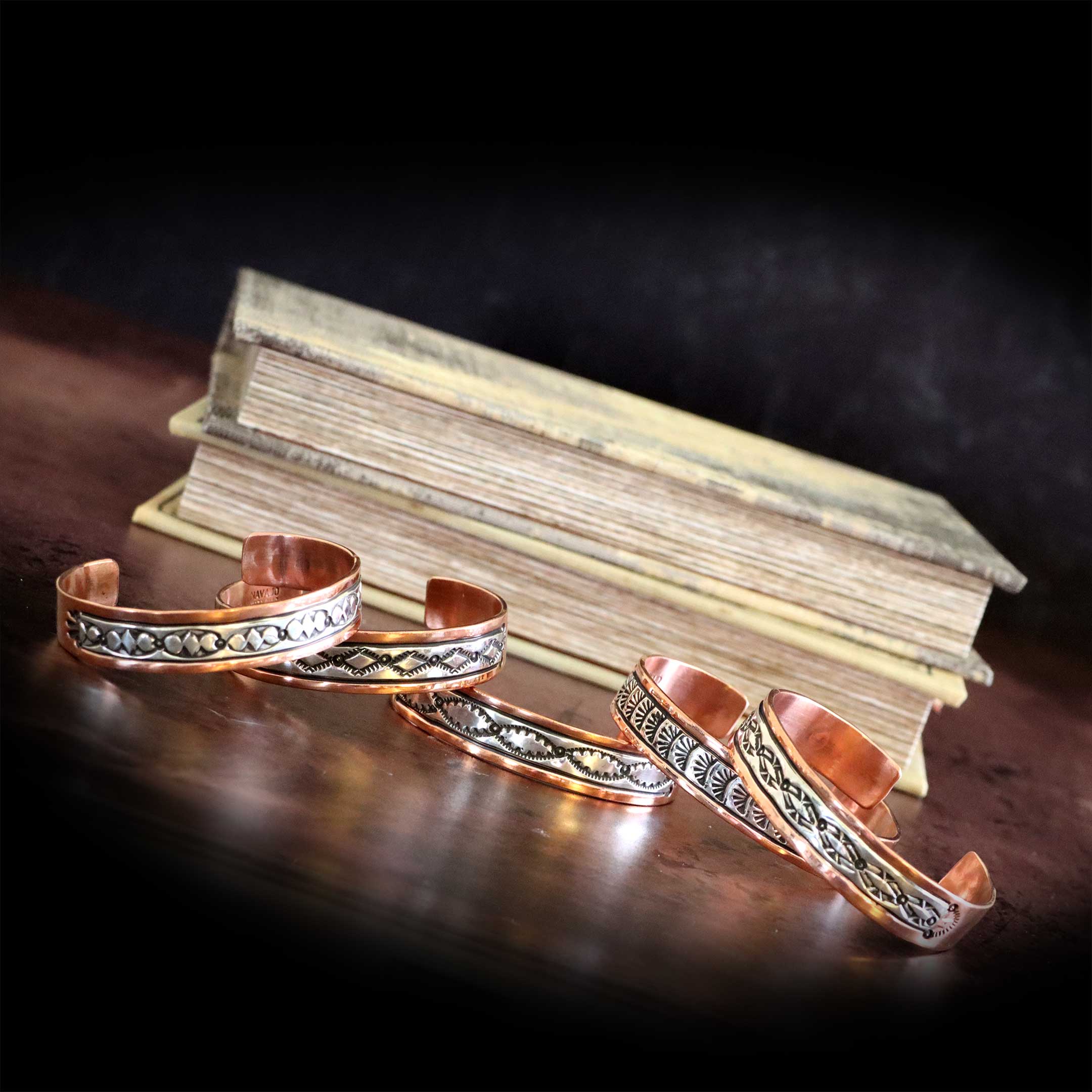 Copper and Sterling Stamped Cuff Bracelet