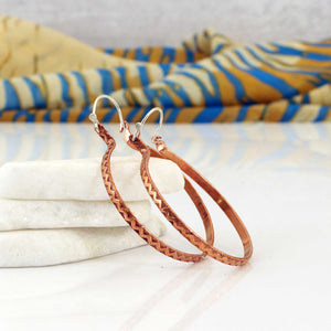 Stamped Copper Hoop Earrings