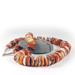 Orange spiny oyster, turquoise, and sterling silver necklace