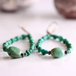 Green Turquoise Beaded Earrings with Sterling Silver