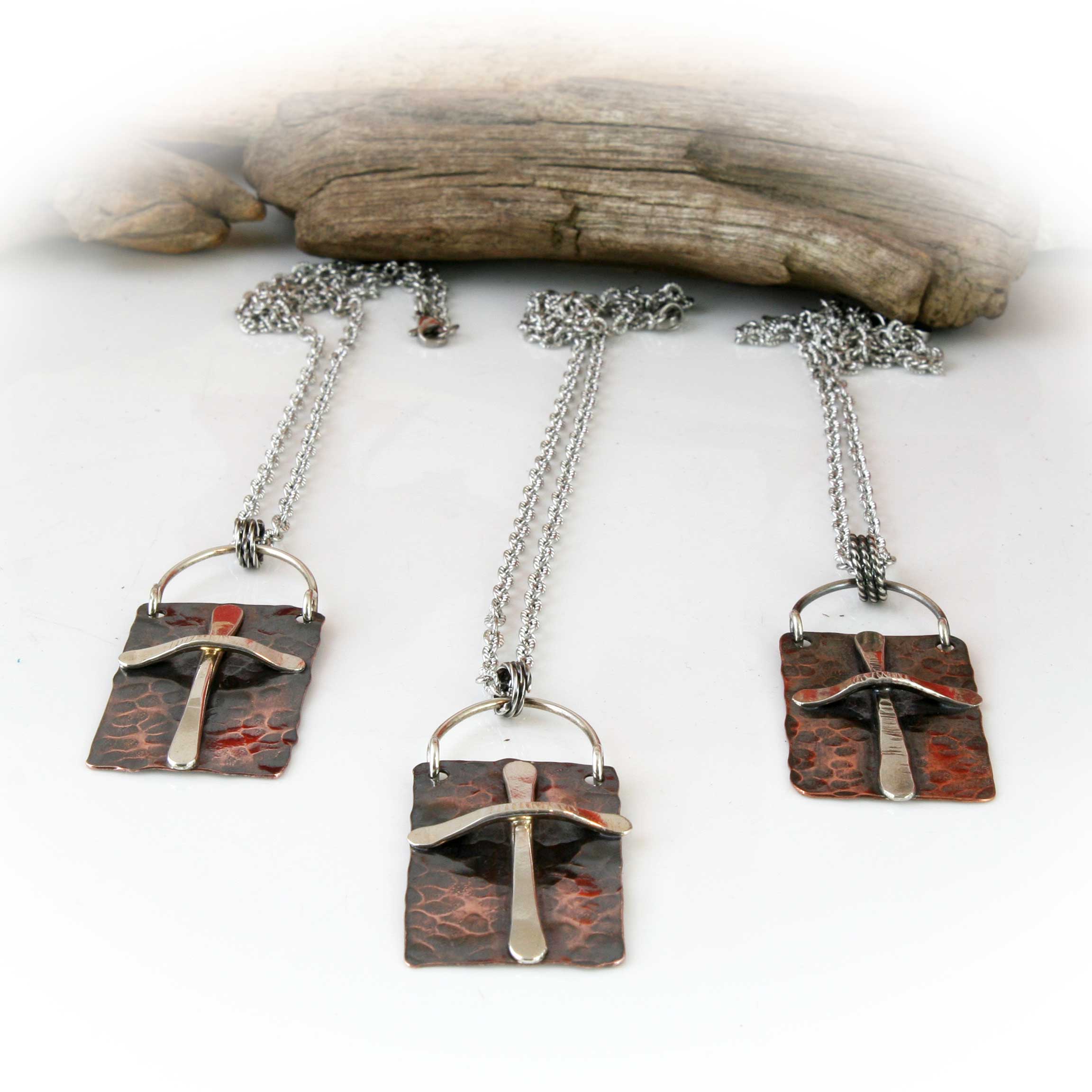 Misión Style Sterling Silver and Copper Cross Necklace