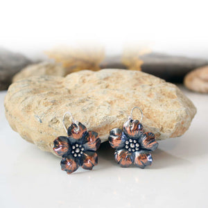 Copper Flower Dangle Earrings
