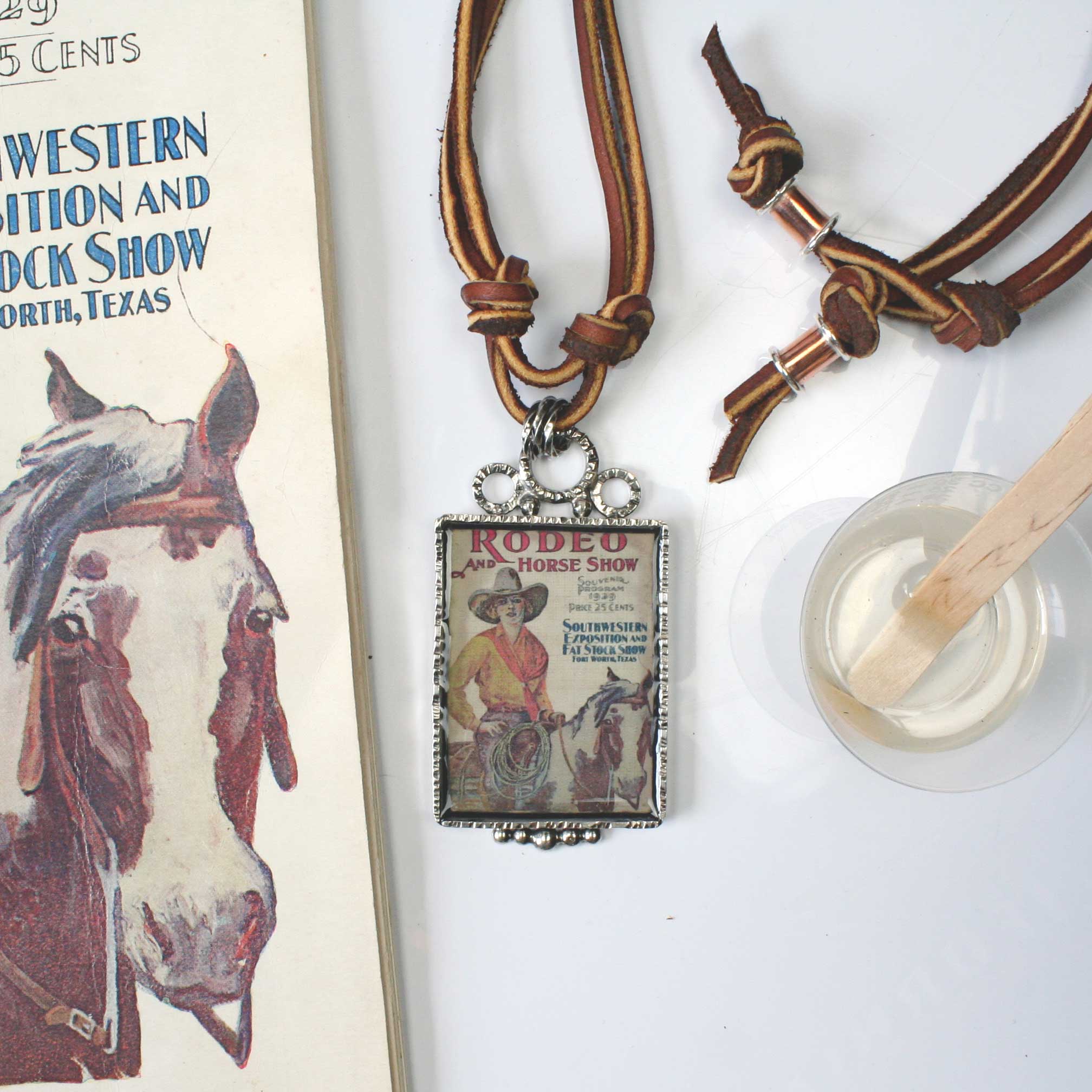 Vintage Fort Worth Rodeo Program Necklace