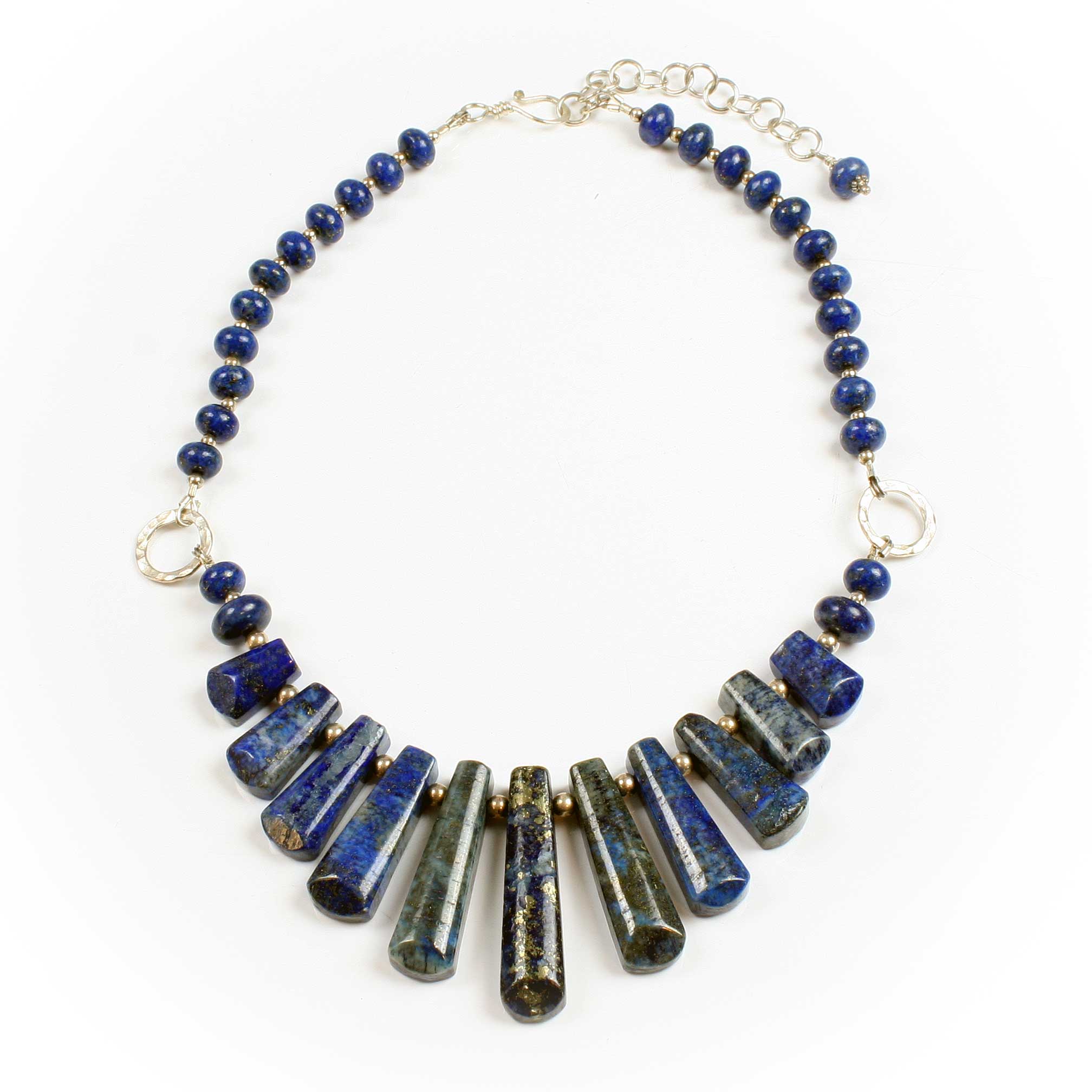 Polished Lapis Lazuli Necklace / Choker, Sterling Silver
