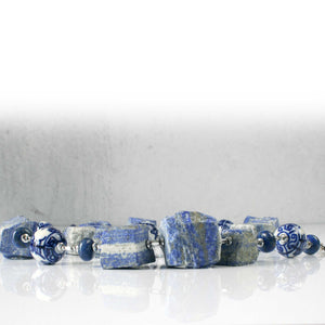 Lapis Lazuli Necklace, Raw, Rough cut, Chunky, Unpolished