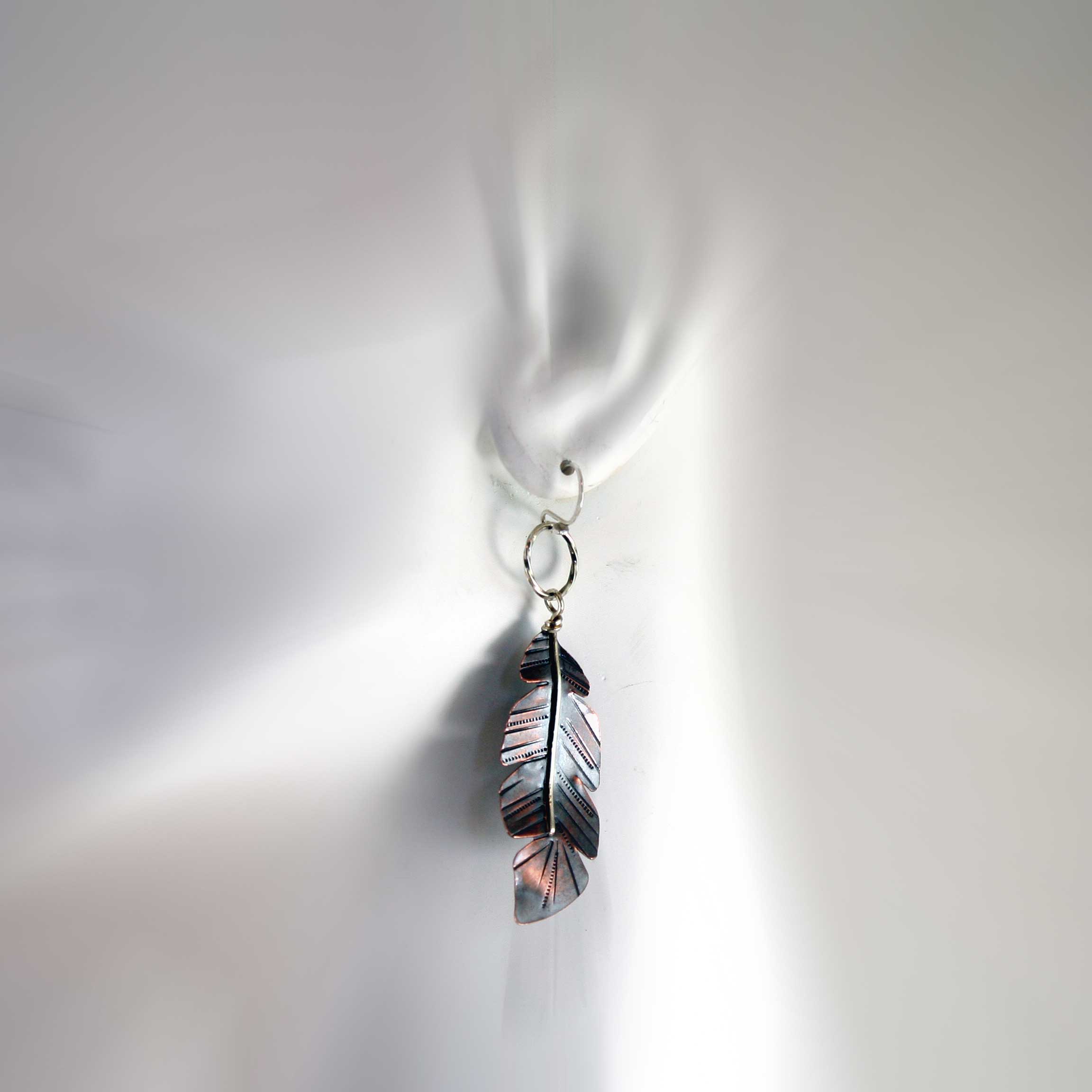 Feather Earrings in Sterling and Copper
