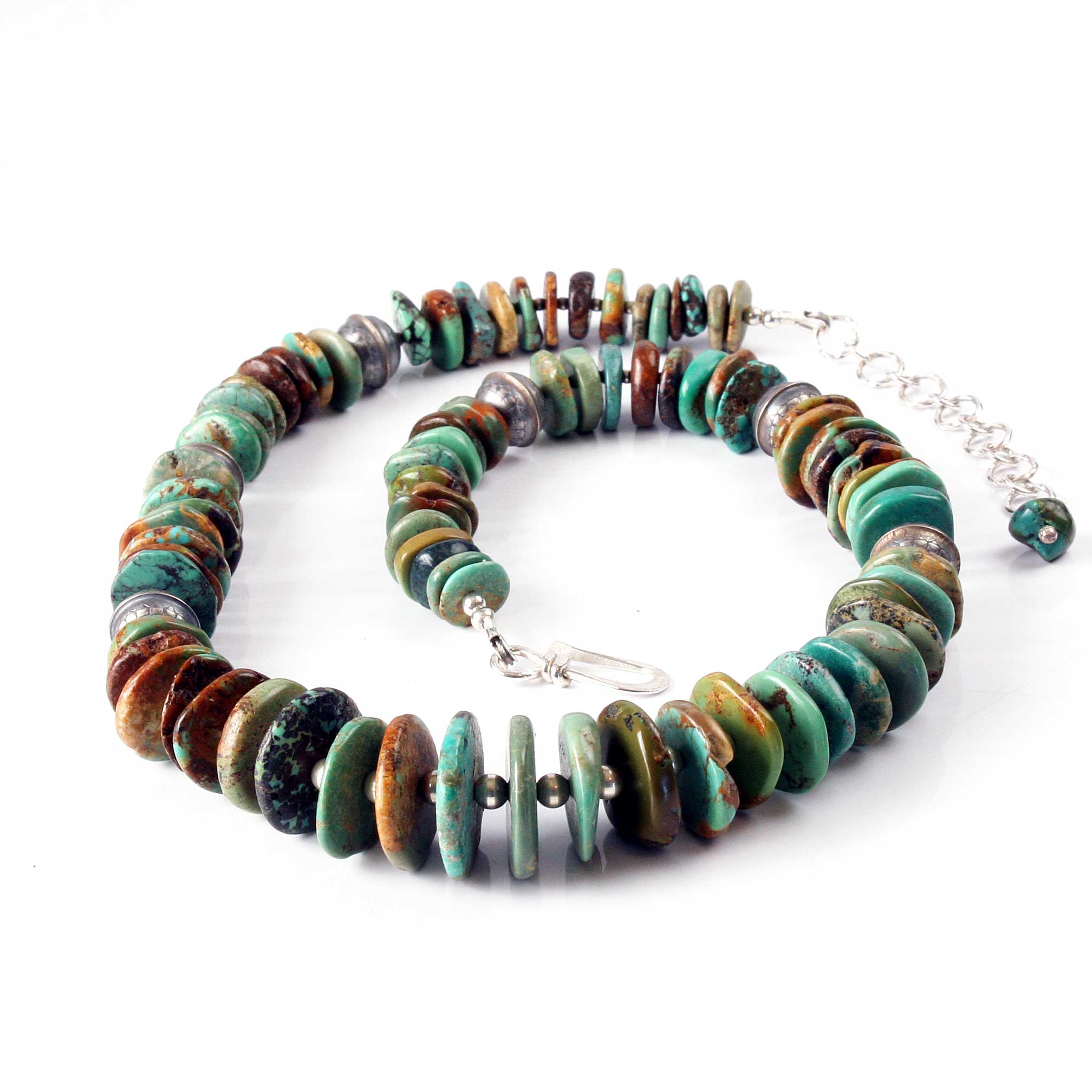 Sterling Silver Graduated Natural Turquoise Bead Necklace